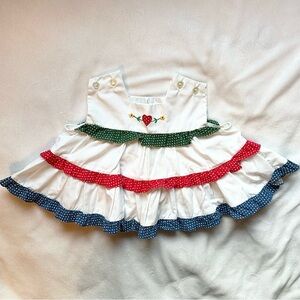 Vintage Unbranded Baby Tiered Dress White Green Red Blue sleeveless 24M